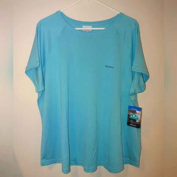 Columbia Aqua Blue Short Sleeve Shirt Size 3x NWT - Picture 1 of 5